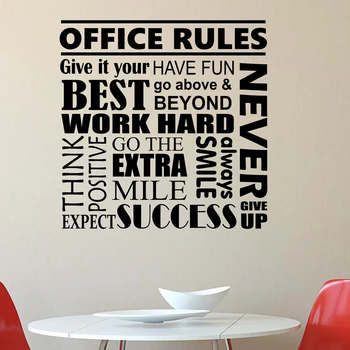 Office Rules Wall Decal Inspirational Quote Vinyl Sticker Work Poster Decor Removable Art Mural For Office Window Decor L879