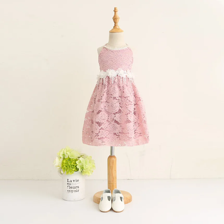 2017 Fashion Kids Summer Lace Princess Dress Pearl No Brand Flower Girl Patterns | Детская одежда и обувь