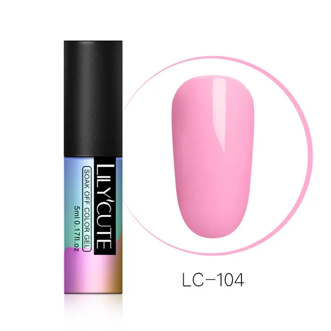 LILYCUTE 5 мл розовый телесный серый серия замачиваемый УФ-Гель-лак черный белый стойкий чистый цвет ногтей Гель-лак для маникюра - Цвет: LC 104