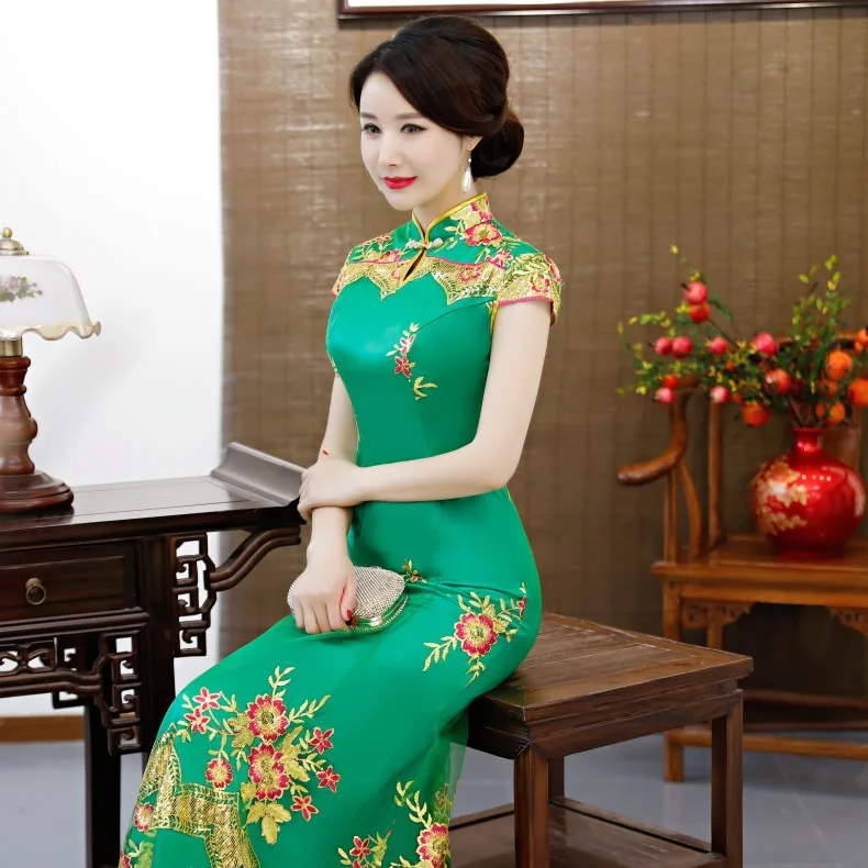 Blue Party Cheongsam Chinese Traditional Style Womens Elegant Slim Qipao Evening Dress Sexy Mini Robe Retro Vestidos S-3XL | Тематическая