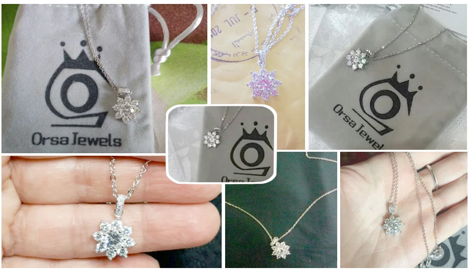 ORSA JEWELS, роскошные хрустальные подвески со снежинками и ожерельем, настоящее 925 пробы Серебряное ожерелье, подарок для женщин SN44