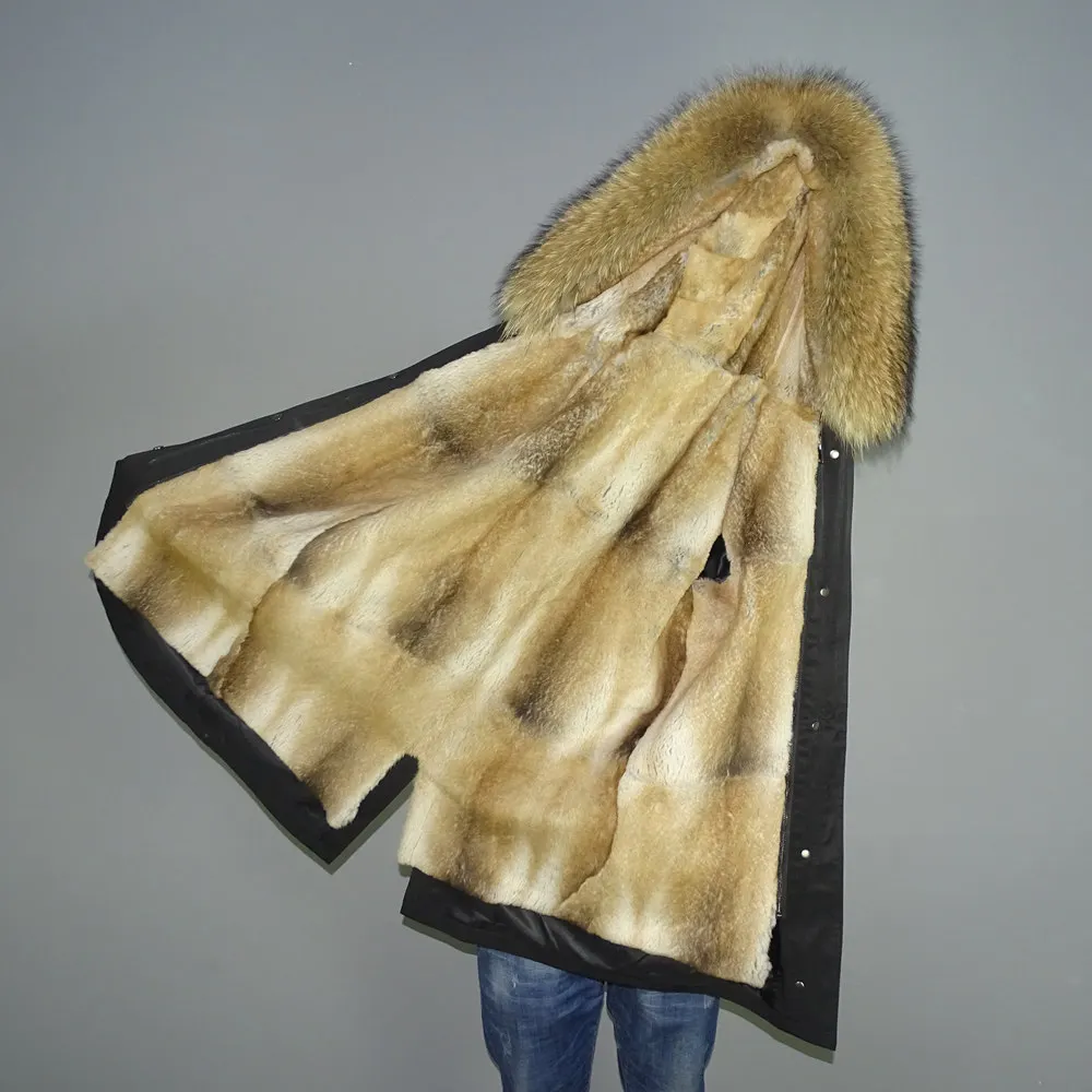 Пальто из меха енота с очень большим воротником кроличьей шерсти скидка 44|Шубы и