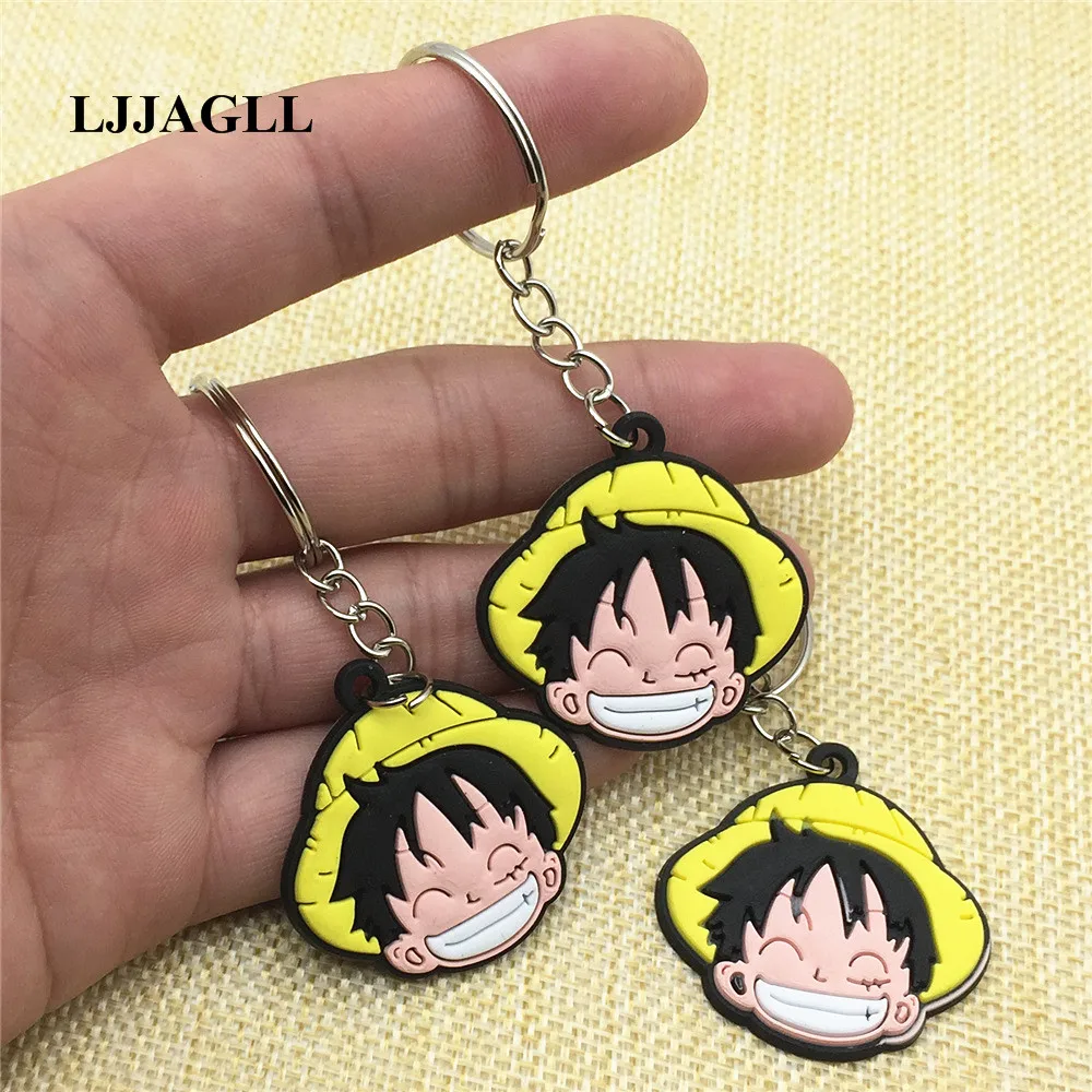 10 шт./лот цельный мультяшный брелок для ключей Monkey D Luffy держатель 36*83 мм фигурка