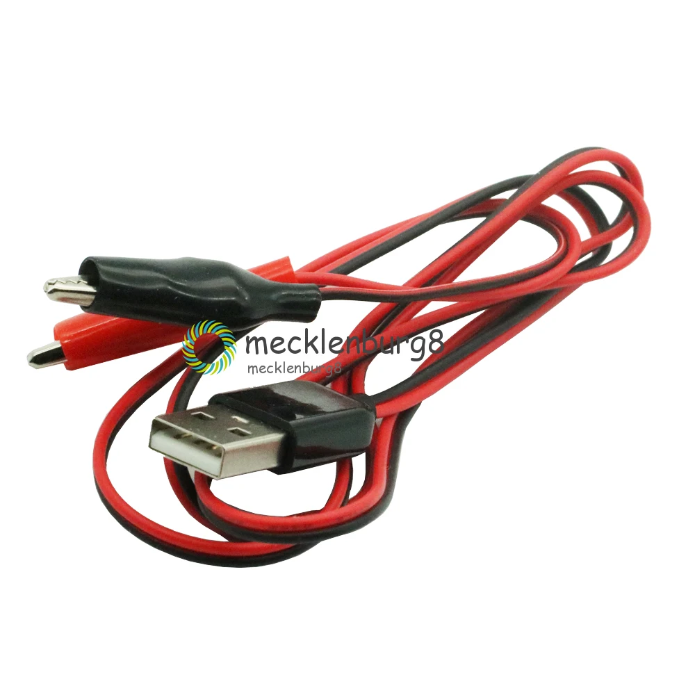 

Crocodile Tests Clamps Clip to USB Connector Power Adapter Wire 75cm