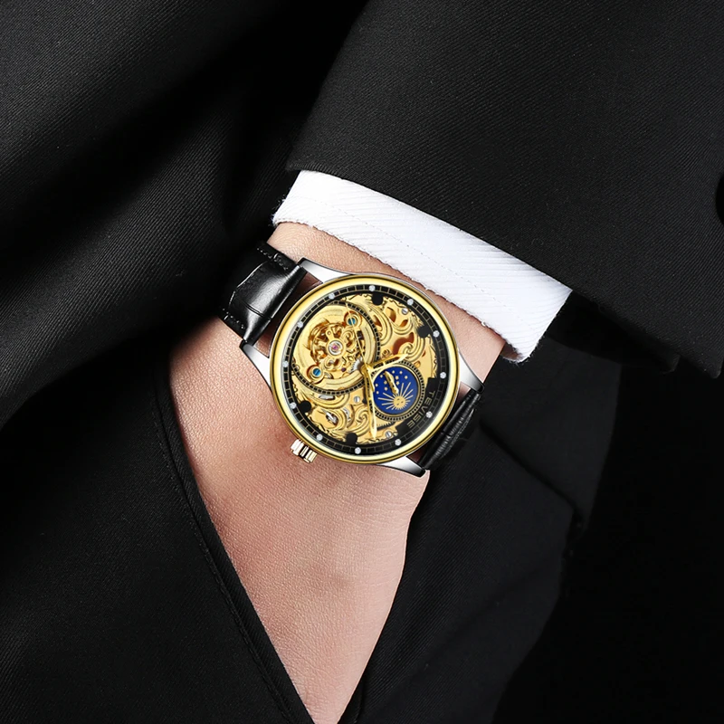 Tourbillon Мужские часы TEVISE оригинальные мужские автоматические само ветер Модные