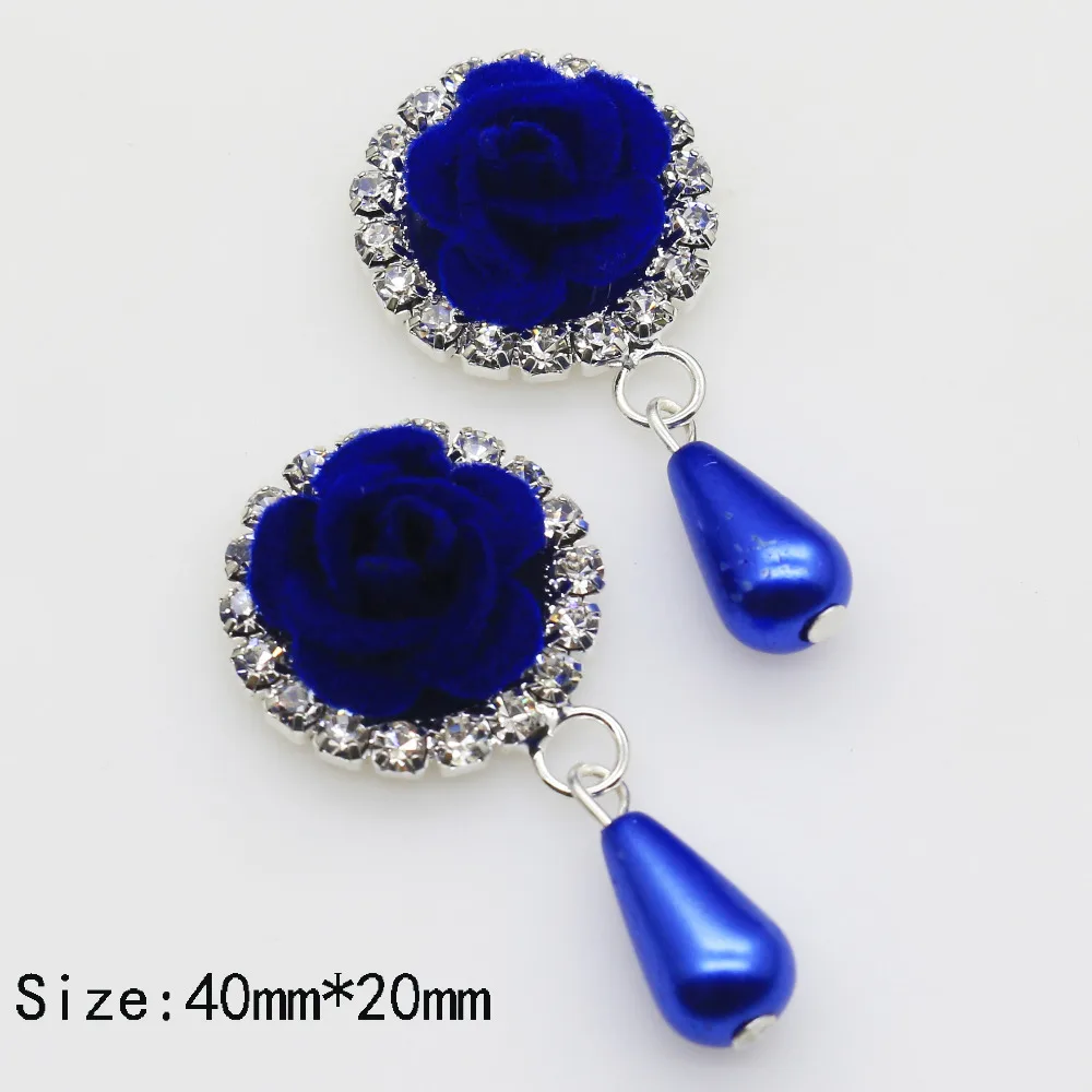 10 шт. нетканых материалов синие розы пуговицы металлические стразы кнопки для