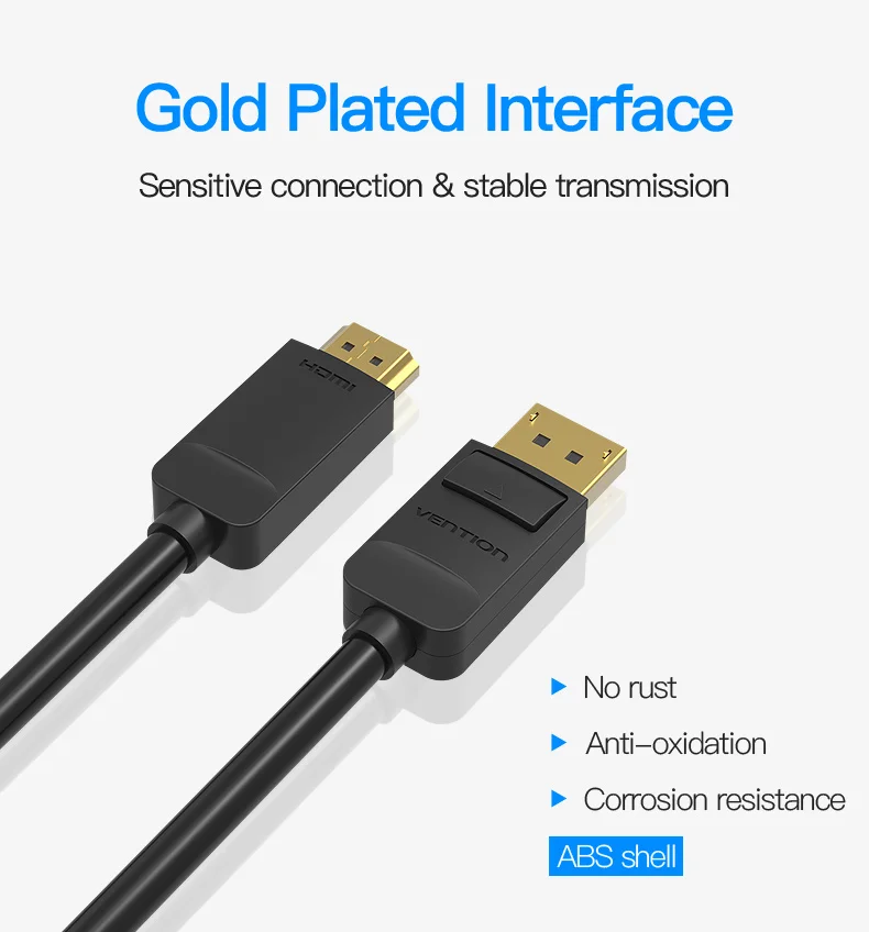 Vention Кабель-адаптер DP папа-HDMI папа 1080 Кабель-адаптер конвертер видео кабель для ПК ноутбук для Mac Displayport к HDMI 3 м