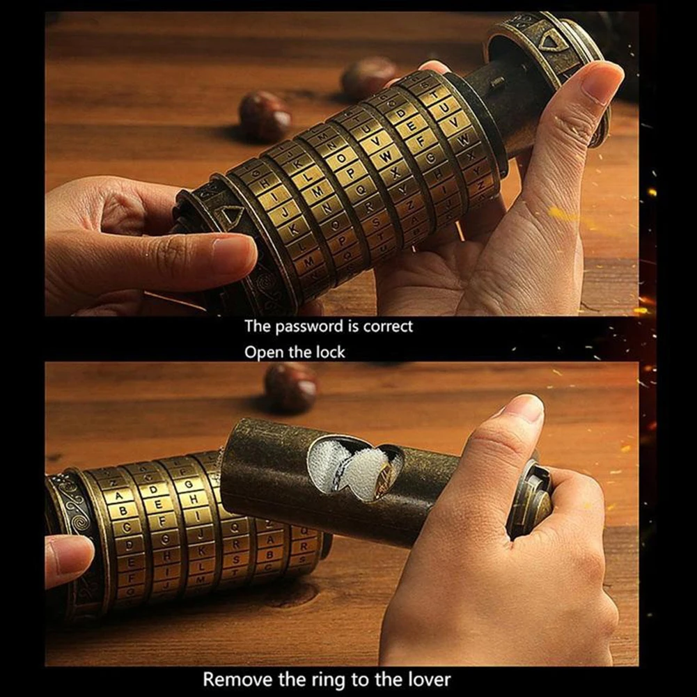 Мини цилиндр Lockbox да Винчи код Алфавит замок Cryptex Валентина подарочная коробка |