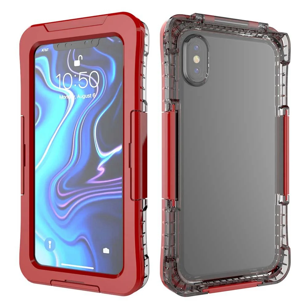 Красный Водонепроницаемый мобильный чехол для телефона для iPHONE Xr XS MAX прозрачный ПВХ герметичный подводный сотовый смартфон сухой Чехол Водонепроницаемый чехол s - Цвет: Красный