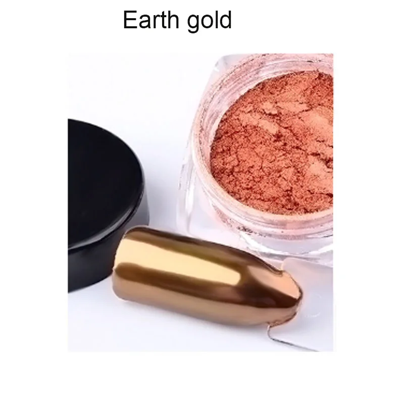 earth gold Nail art glitter powder mirror effect rose gold purple chrome dust pigment DIY nail polish nail powder MZ037 - Цвет: earth gold