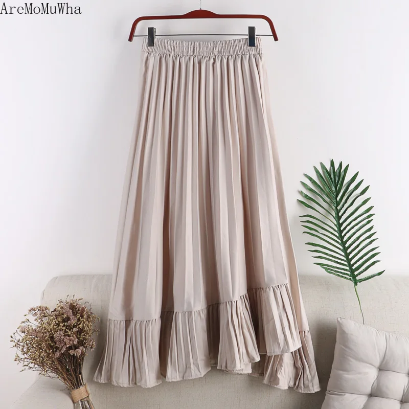 Осенняя Новинка 2019 облегающая плиссированная Асимметричная юбка AreMoMuWha с высокой