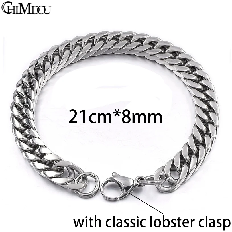 silver color 8mm CHIMDOU мужской браслет серебряный цвет/золотой цвет черный браслет из нержавеющей стали и мужской аксессуар хип-хоп Вечеринка рок ювелирные изделия - Окраска металла: silver color 8mm