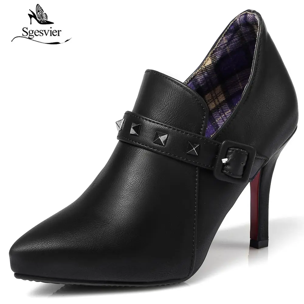 Sgesvier/женские ботильоны на молнии с острым носком высоком каблуке Женские