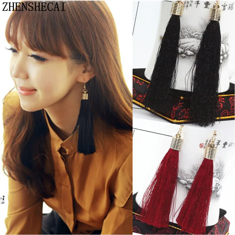 Золотой цвет Новый длинные сережки с кисточками для женщин ювелирное изделие