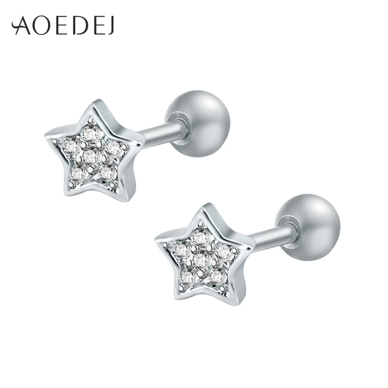 

AOEDEJ Star Earrings Crystal Stud Earrings Cubic Zirconia Small Earrings For Women Girls Ear Studs Brincos Pendientes Mujer Moda
