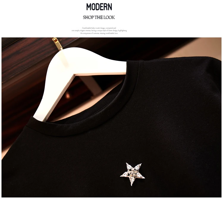 Горячая Распродажа женская одежда размера плюс костюмы лето 2019 черная футболка с