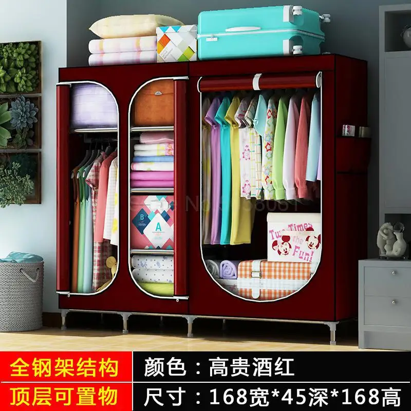 ml17 Oversized simple fabric wardrobe steel pipe bold reinforcement double thickened fully enclosed cloth closet wardrobe - Цвет: ml17