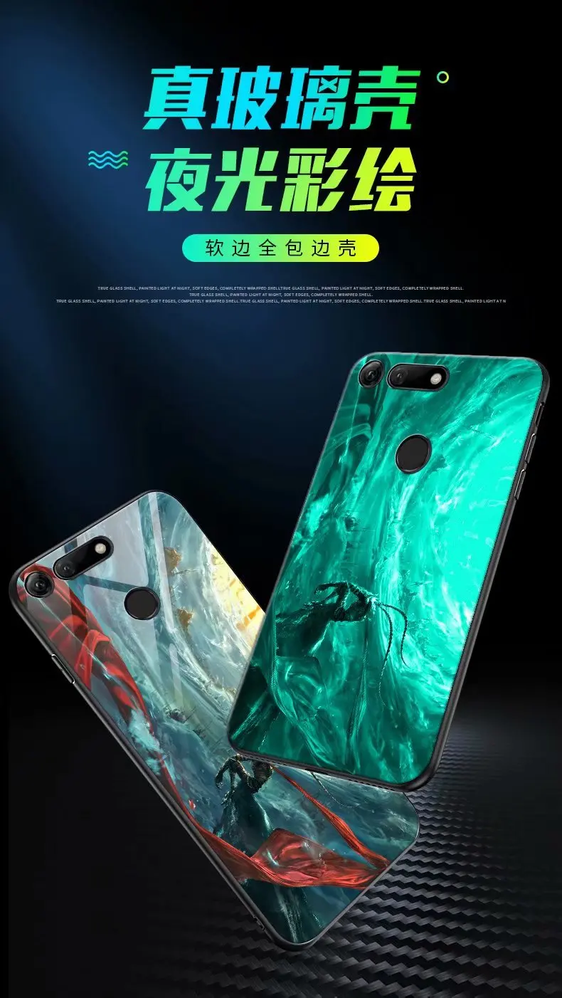 Для huawei honor V20 чехол Роскошный светящийся Узор Жесткий закаленное стекло защитный чехол на заднюю панель для huawei honor view 20 оболочка
