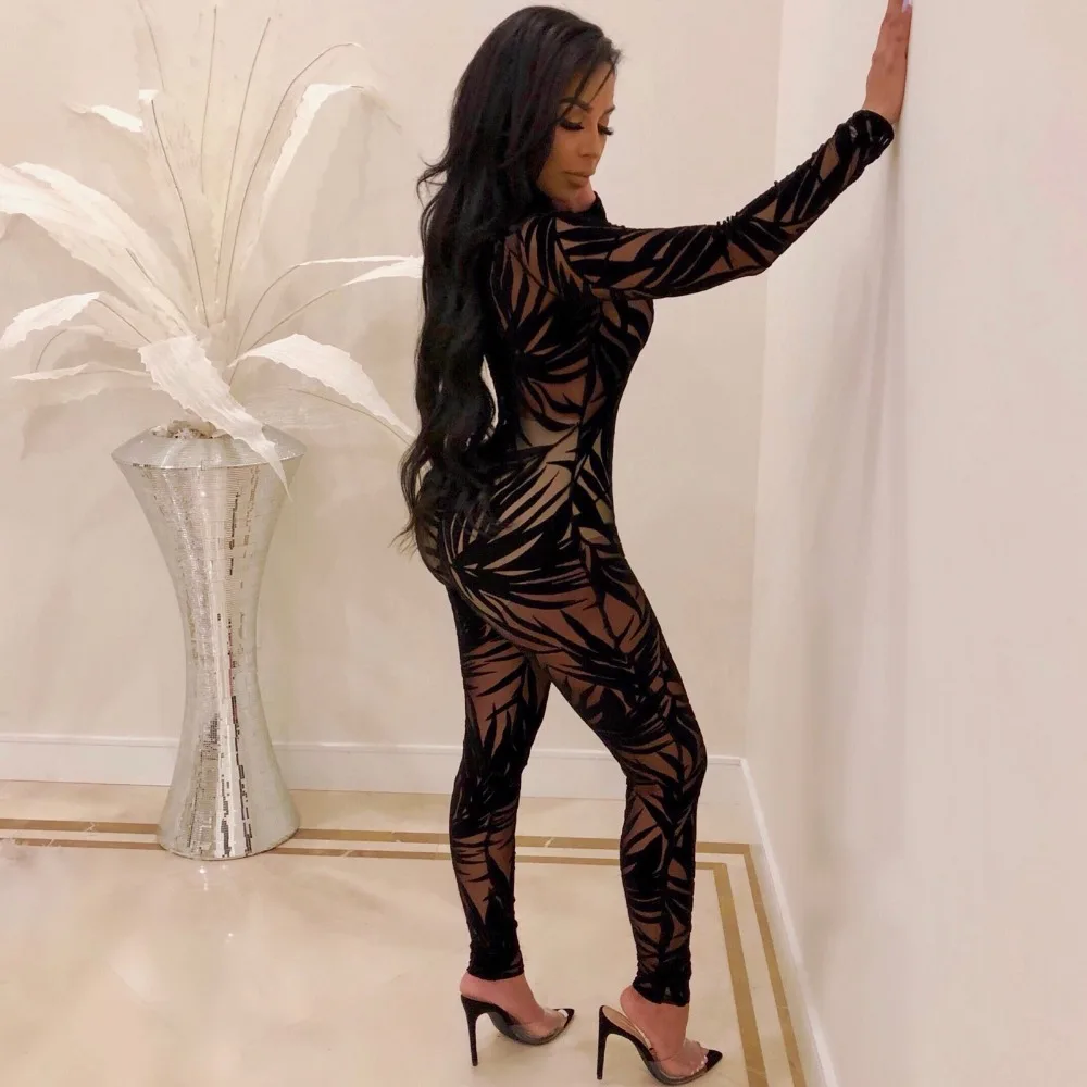 2018 Новые Модные женские сексуальные прозрачные сетчатые Комбинезоны весенние