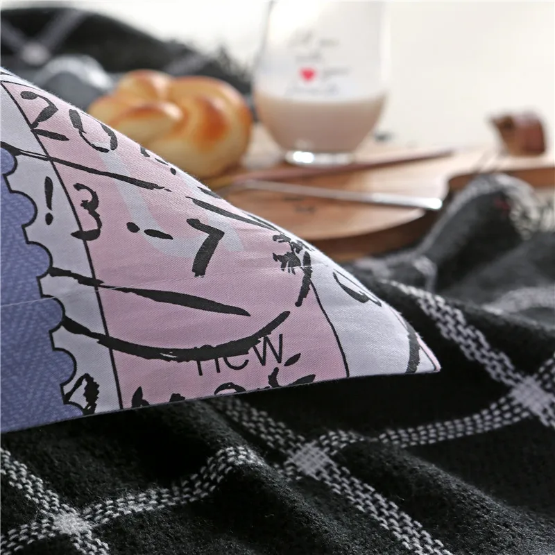 Полиэфирная ткань синий мультфильм штамп узор постельные принадлежности