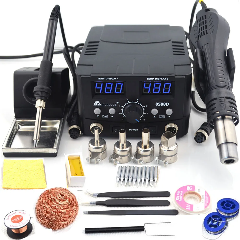 8588D TOOL SET 3 2 в 1 800 вт светодиодный цифровой паяльник для горячего воздуха паяльная станция электрический паяльник для телефона PCB IC SMD BGA сварка - Цвет: 8588D TOOL SET 3