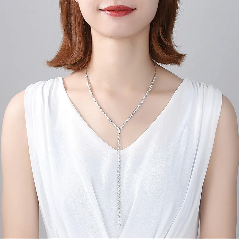 Женское ожерелье с подвеской в виде капли воды фианитом | Украшения и аксессуары