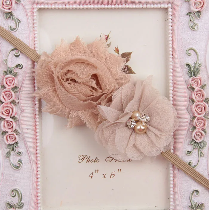 Новый шебби Шикарный цветок с шифоновым цветком Детская повязка на голову 18