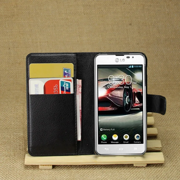 Чехол для LG Optimus F5 чехол-кошелек с отделением карт кожаный флип-кейс узором Личи