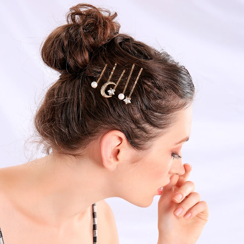 4 шт./компл. корейские шпильки золотистого цвета для волос асимметричная имитация