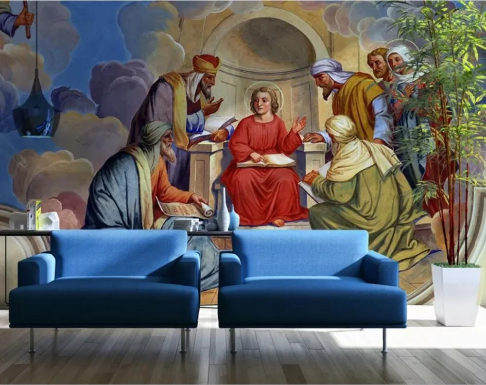 

Missionary oil painting background wall 3D decoration wallpaper mural