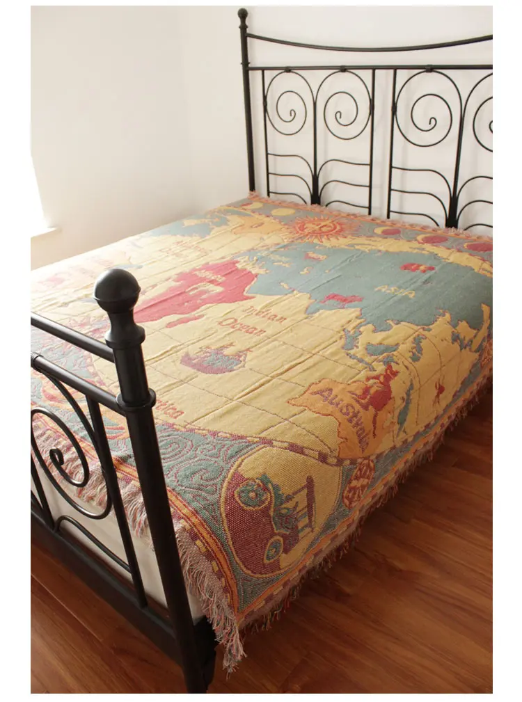 Хлопковой нити три слоя сгущаться американский стиль карта throw один/двойной размер диван для отдыха одеяло покрывало