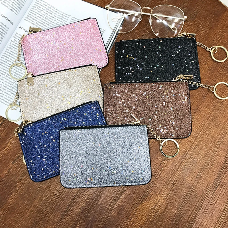 Модные женские кошельки с блестками кошелек для монет клатч ультра-тонкий со