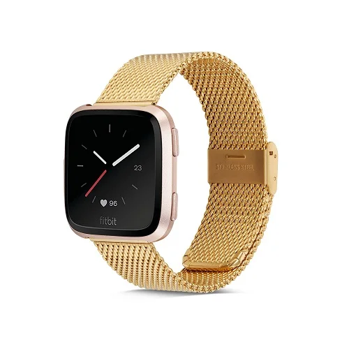 Золотой Ktab Smart Аксессуары Для Fitbit Versa Миланского Пряжка нержавеющего металла запасной браслет ремешок для Fitbit Versa розовое золото - Цвет: Золотой
