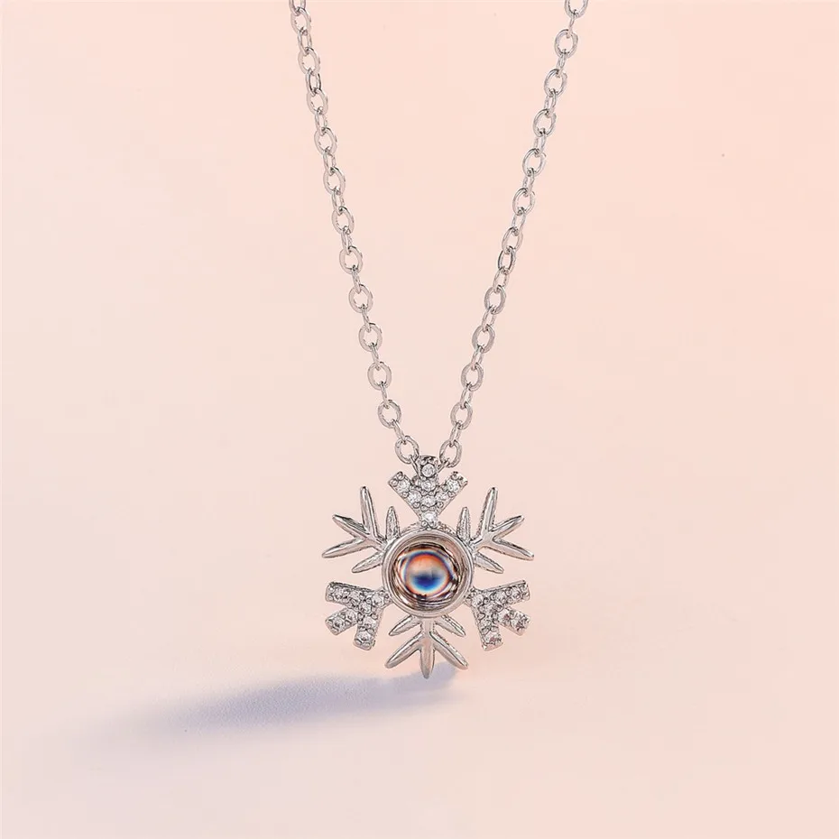 Relodi 100 язык Я ЛЮБЛЮ ТЕБЯ ожерелье Снежинка формы циркон кулон s для влюбленных