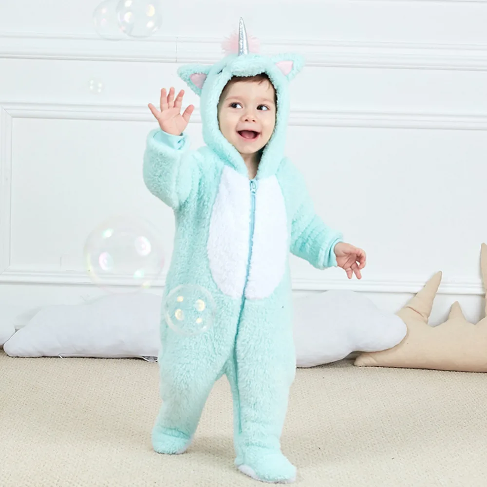 Унисекс Детский Единорог Акула Ромпер на Хэллоуин Детские Плюшевые пижамы с