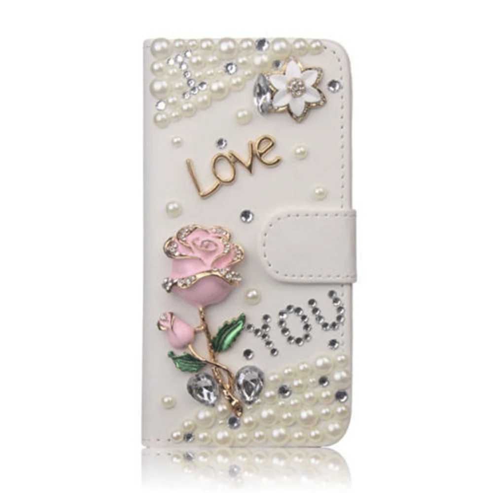 Crystal Rhinestone flower Cute Phone Case For HTC M10 Luxury Bling Diamond Wallet Card Slots Leather Cover |