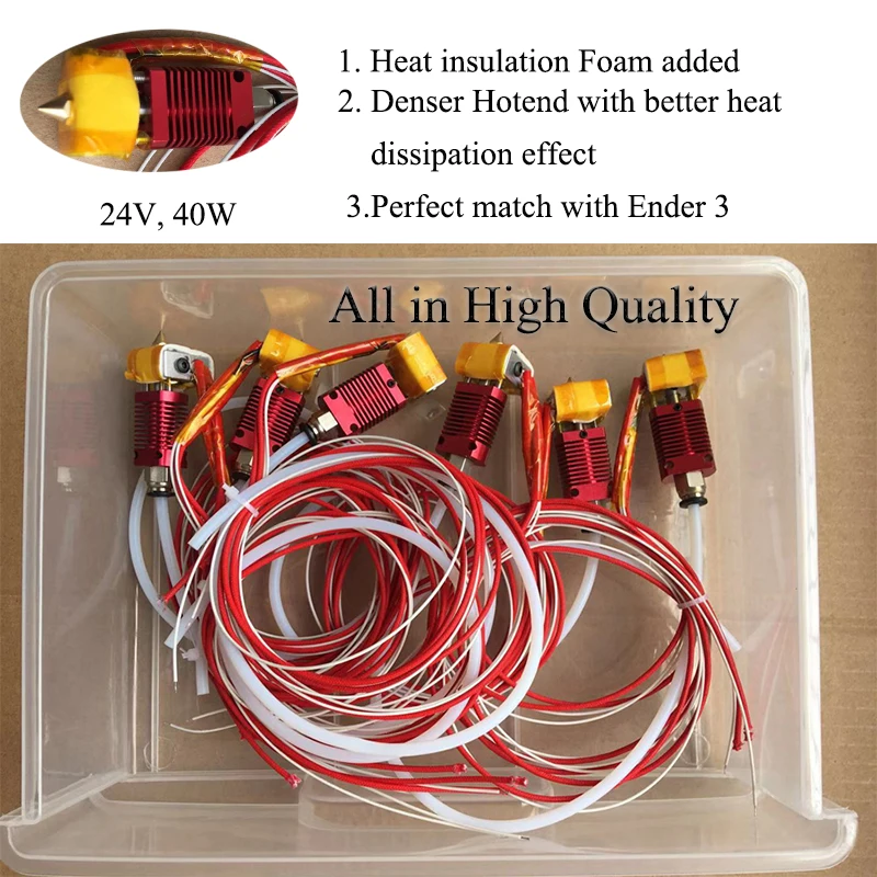 Полностью металлический MK10 hotend 12V 40w 24V J-head 3D принтер Hotend для Ender 3 CR10S Pro ender 5 Prusa I3