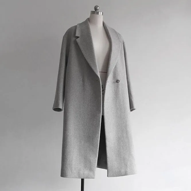 2016 New Design Winter coat women Grey/Black Wool Coat Trench Oversize Warm Women's European Fashion clothing | Женская одежда