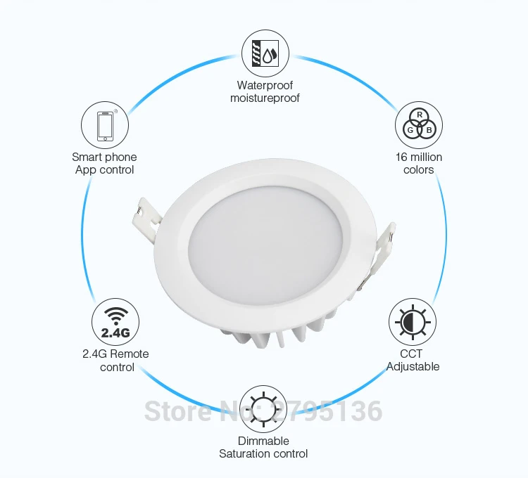 6 Вт RGB+ CCT Водонепроницаемый светодиодный светильник s IP54 110 В 220 в влагостойкий умный светодиодный светильник Встраиваемый светодиодный потолочный светильник для гостиной и ванной комнаты