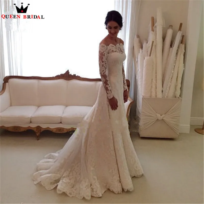 Свадебные платья с длинным рукавом длина до пола тюль кружево винтажное