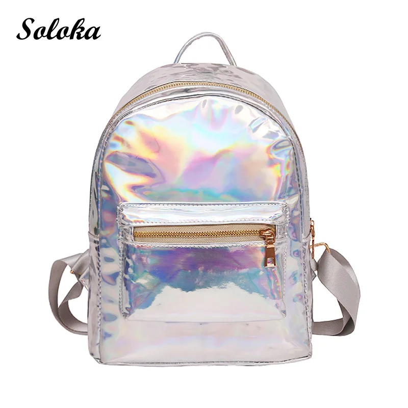 Горячий лазерный школьный рюкзак для девочек Сумка женская простая