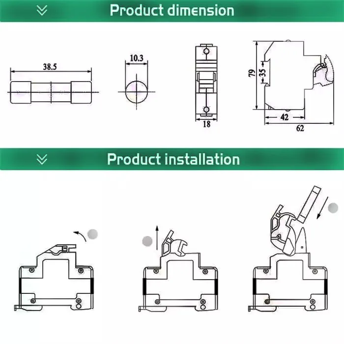 Автоматический CE DC PV 32 Amp 10x38 1000V din-рейку электронный Солнечный 1000Vdc держатель предохранителя+ предохранитель TUV сертификат
