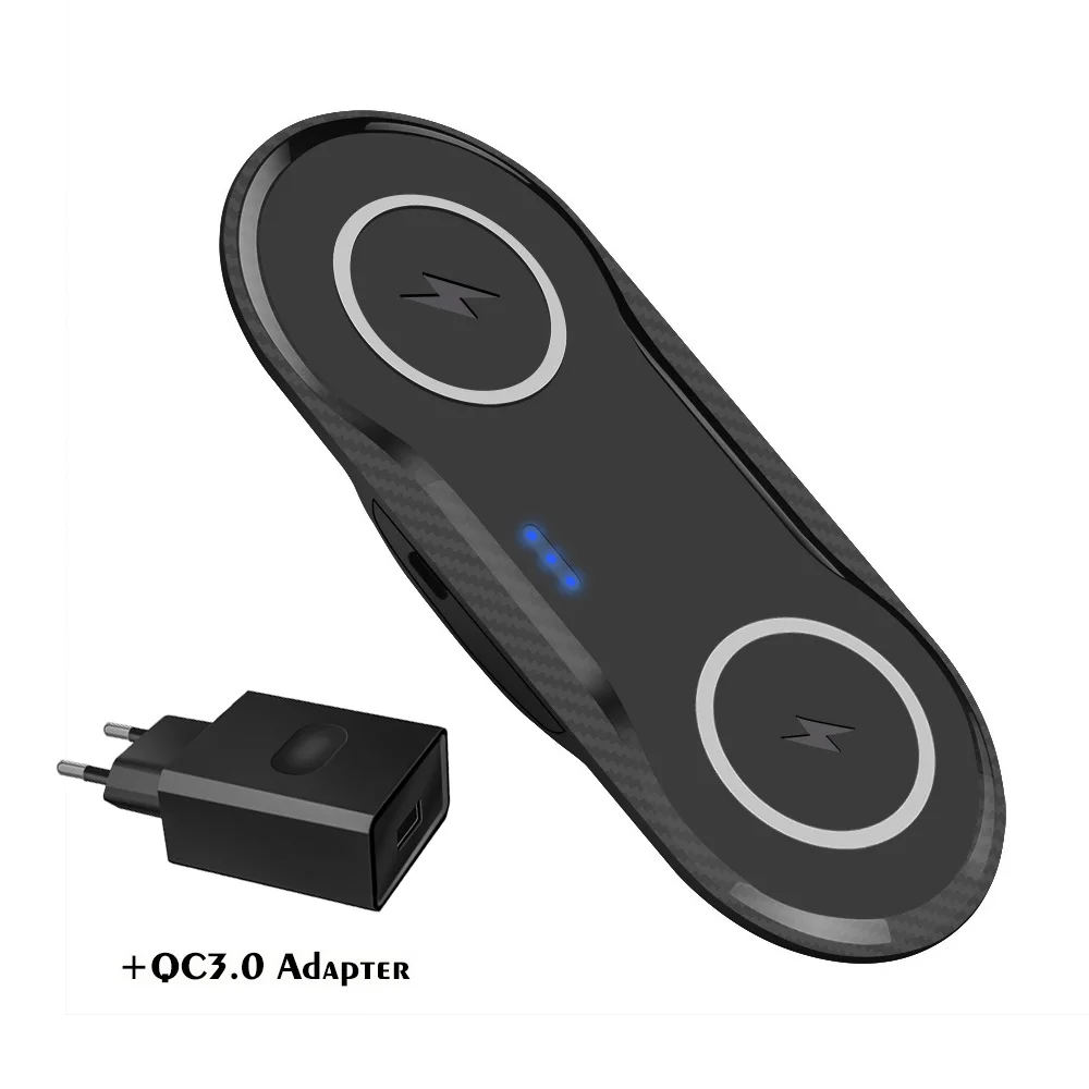 10 Вт двойное Беспроводное зарядное устройство для iPhone XS XR X 8 AirPods Dual Qi быстрая зарядная станция для samsung S10 S9 Note 9 Xiaomi Mi 9