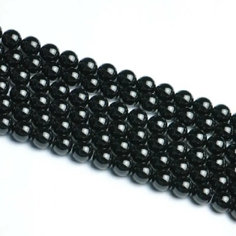 

Чистые Натуральные бусины AAA из черного агата, лотоса для молитвы, имитация драгоценных камней, турмалиновые круглые бусины-разделители 6 мм...