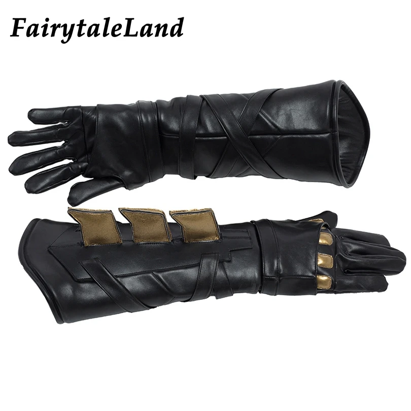 Костюм супергероя для Хеллоуин аксессуар из черной искусственной кожи перчатки