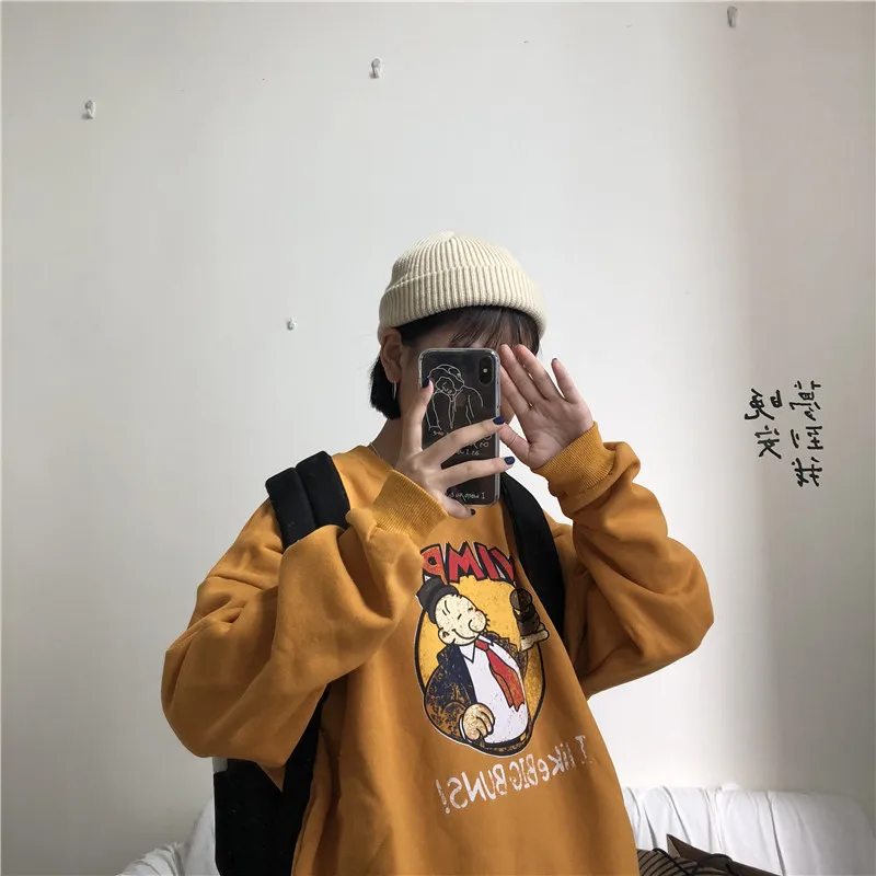 YouGeMan лучшие друзья Толстовка Осень Зима Ulzzang Harajuku Винтаж Забавный флисовый пуловер толстовки для женщин с длинным рукавом пот