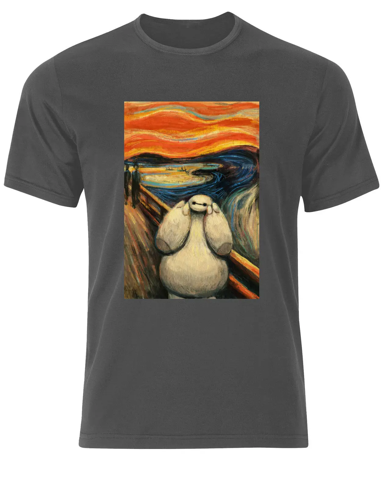 Мужская футболка Baymax Big hero 6 The Scream Banksy Art Parody летняя с принтом|Мужские футболки| |