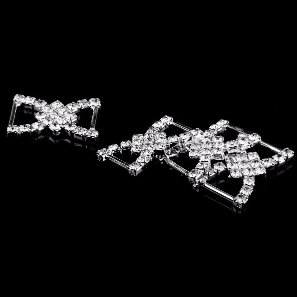 20 мм 4/" серебро пряжки Металл Кристалл Rhinestone DIY Интимные Аксессуары Украшения Для Свадебное приглашение для ленты слайдер