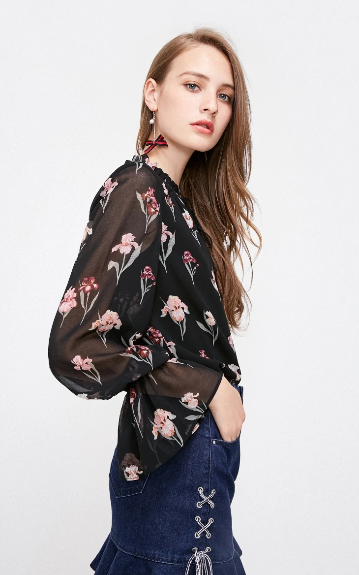 Vero Moda новые женские цветочные узоры расклешенные рукава Шифоновая Блузка Топы | 318351502
