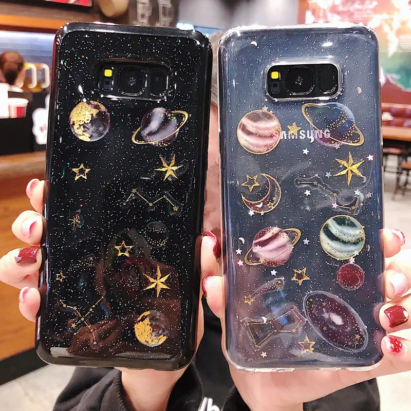 Прозрачный Вселенной сияющий блеск звезда чехол для телефона samsung Galaxy S10 S9 плюс M10